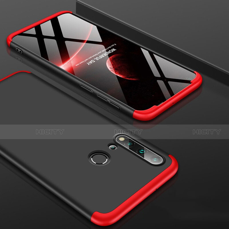 Custodia Plastica Rigida Cover Opaca Fronte e Retro 360 Gradi P01 per Huawei Nova 5i Rosso e Nero