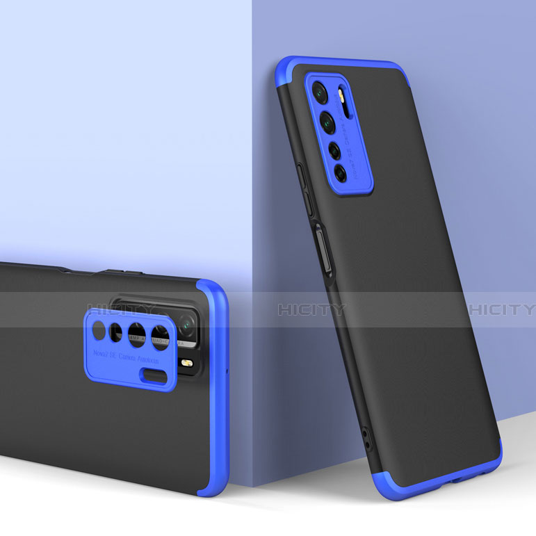 Custodia Plastica Rigida Cover Opaca Fronte e Retro 360 Gradi P01 per Huawei P40 Lite 5G Blu e Nero