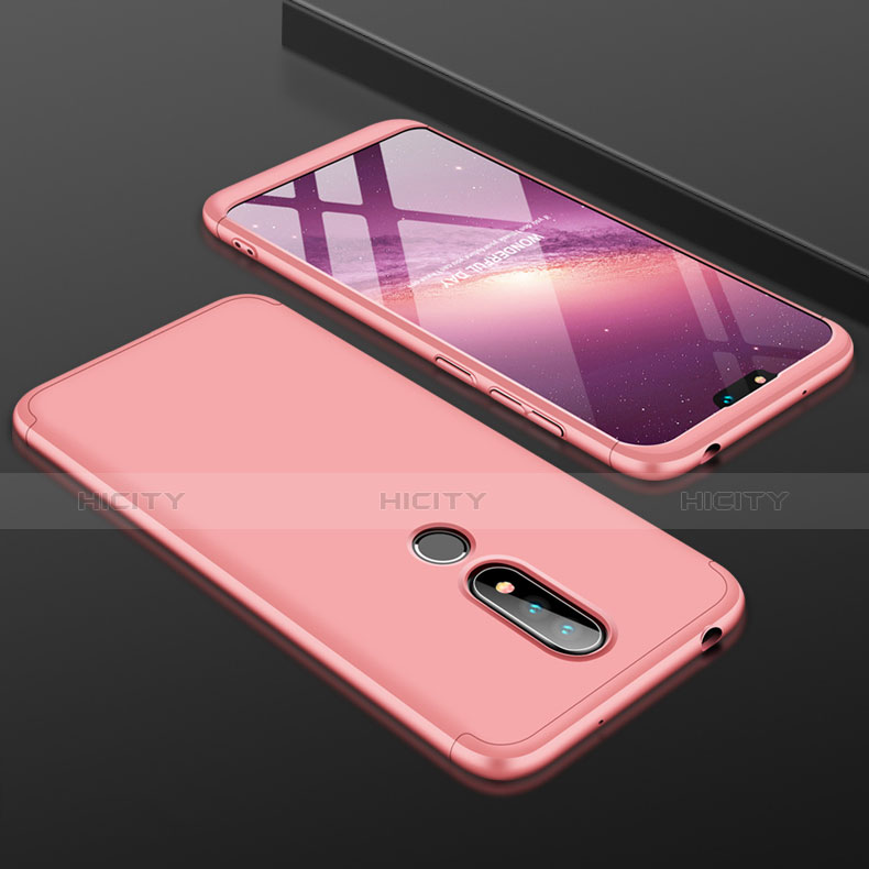 Custodia Plastica Rigida Cover Opaca Fronte e Retro 360 Gradi P01 per Nokia X6 Oro Rosa