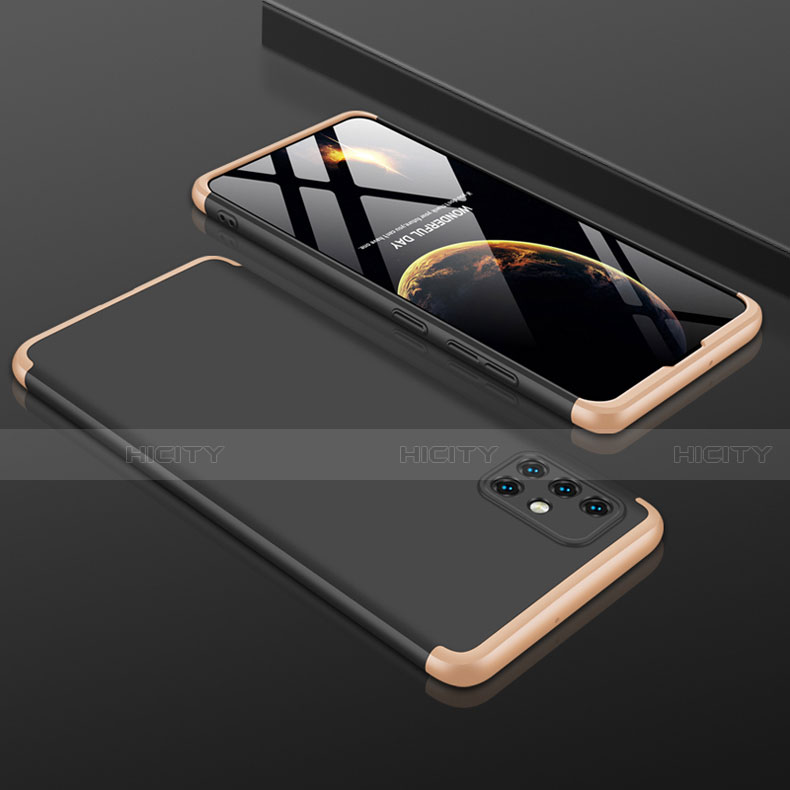 Custodia Plastica Rigida Cover Opaca Fronte e Retro 360 Gradi P01 per Samsung Galaxy A51 5G Oro e Nero