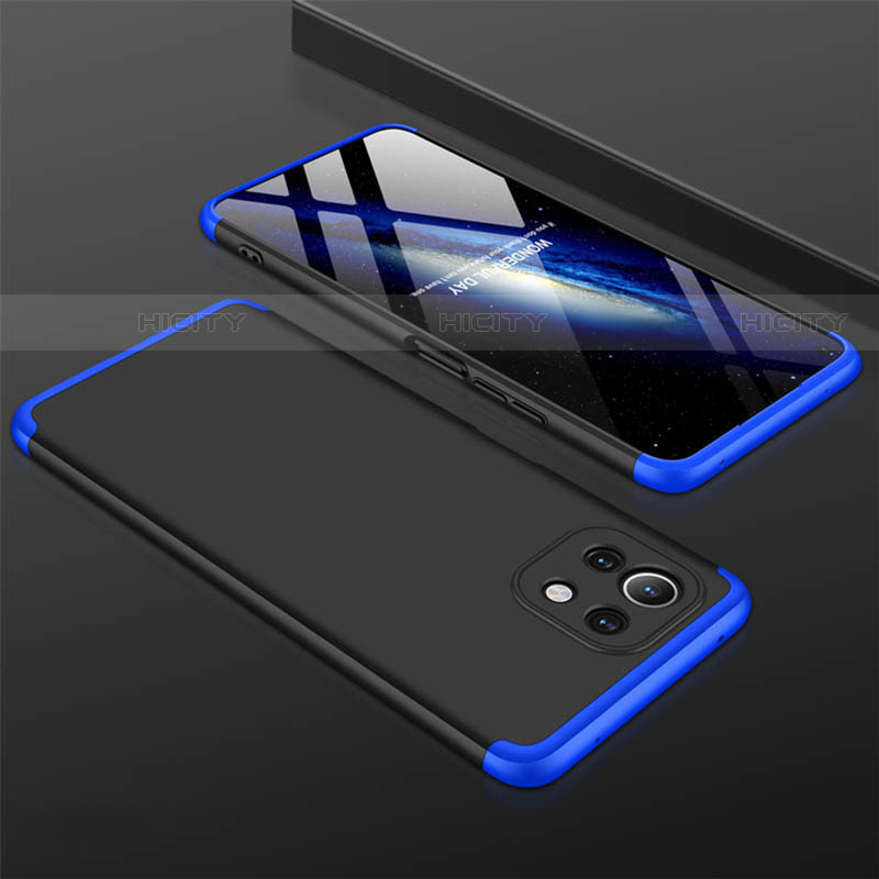 Custodia Plastica Rigida Cover Opaca Fronte e Retro 360 Gradi P01 per Xiaomi Mi 11 Lite 4G Blu e Nero