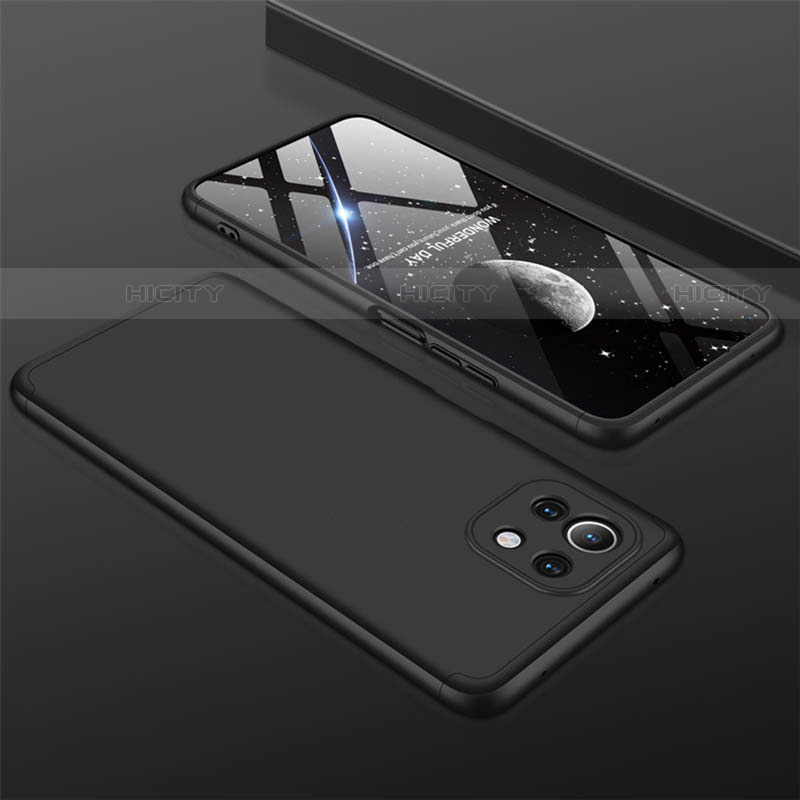 Custodia Plastica Rigida Cover Opaca Fronte e Retro 360 Gradi P01 per Xiaomi Mi 11 Lite 4G Nero