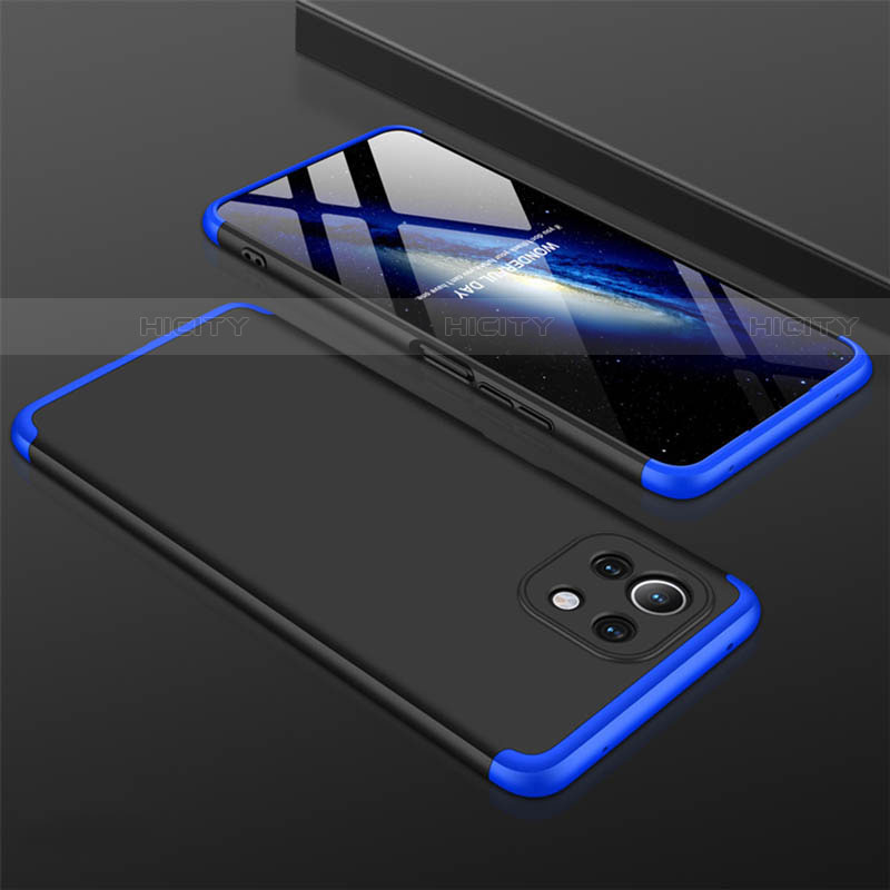Custodia Plastica Rigida Cover Opaca Fronte e Retro 360 Gradi P01 per Xiaomi Mi 11 Lite 5G NE Blu e Nero