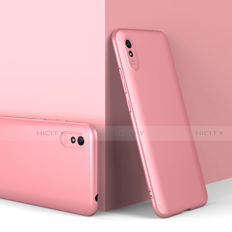 Custodia Plastica Rigida Cover Opaca Fronte e Retro 360 Gradi P01 per Xiaomi Redmi 9i Oro Rosa