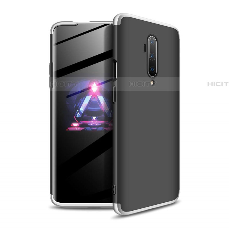 Custodia Plastica Rigida Cover Opaca Fronte e Retro 360 Gradi P02 per OnePlus 7T Pro Argento e Nero