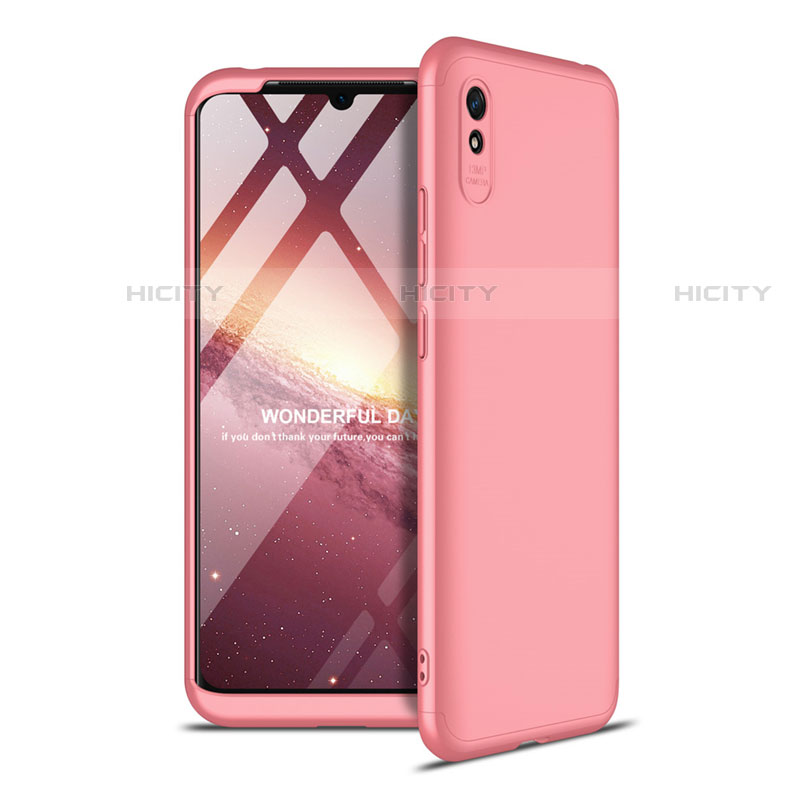 Custodia Plastica Rigida Cover Opaca Fronte e Retro 360 Gradi P02 per Xiaomi Redmi 9A Oro Rosa