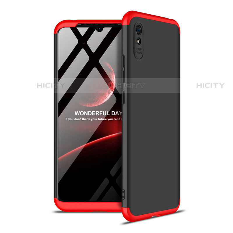 Custodia Plastica Rigida Cover Opaca Fronte e Retro 360 Gradi P02 per Xiaomi Redmi 9AT Rosso e Nero