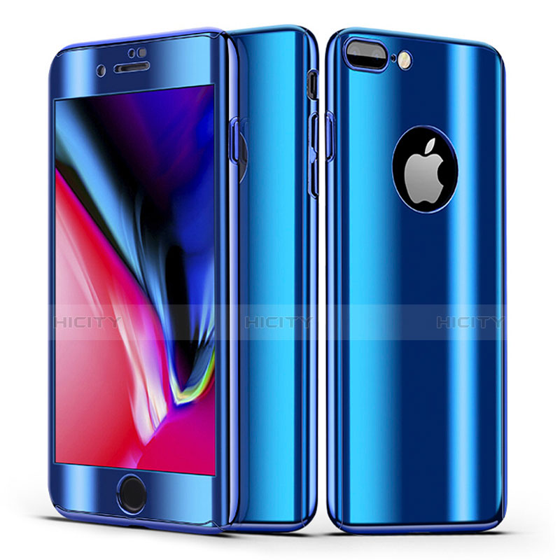 Custodia Plastica Rigida Cover Opaca Fronte e Retro 360 Gradi per Apple iPhone 8 Plus Blu