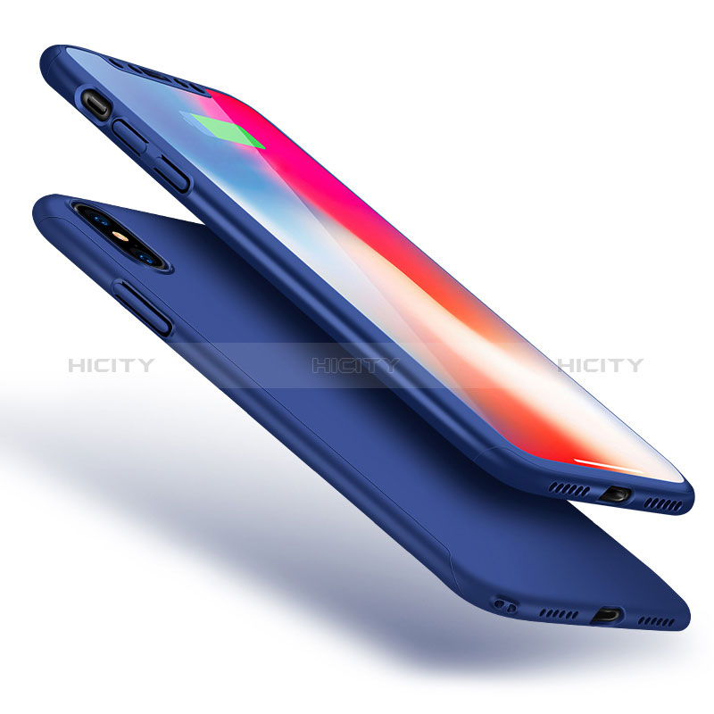 Custodia Plastica Rigida Cover Opaca Fronte e Retro 360 Gradi per Apple iPhone Xs Max Blu