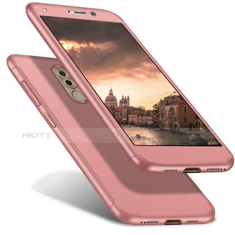 Custodia Plastica Rigida Cover Opaca Fronte e Retro 360 Gradi per Huawei GR5 (2017) Oro Rosa