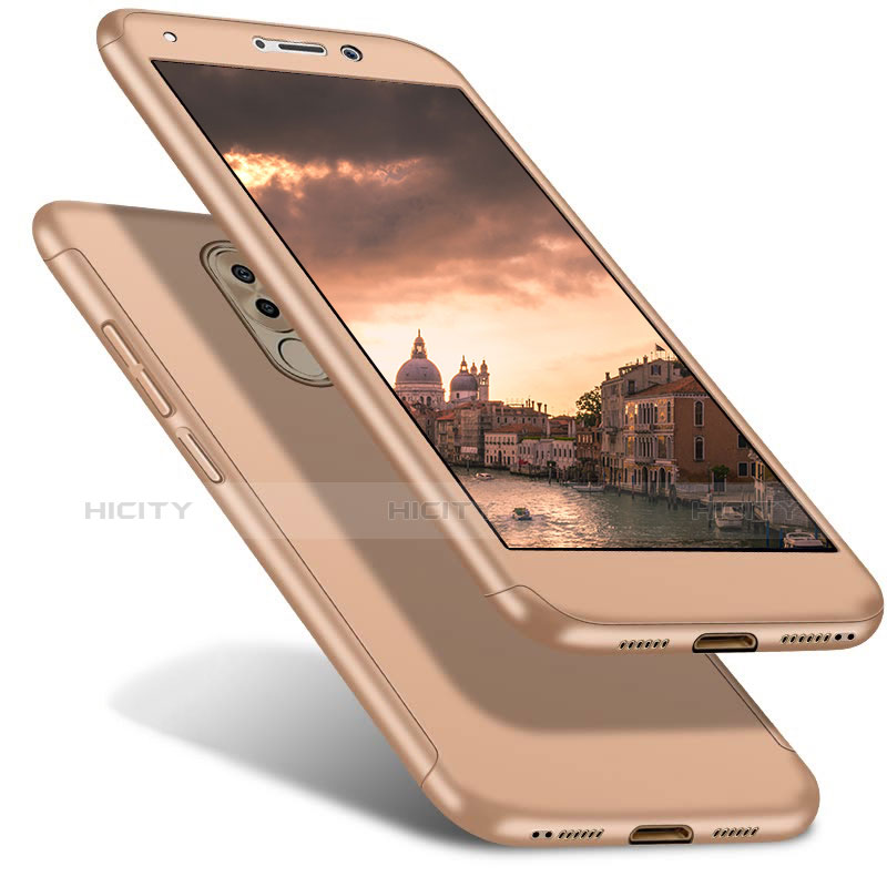 Custodia Plastica Rigida Cover Opaca Fronte e Retro 360 Gradi per Huawei Honor 6X Oro