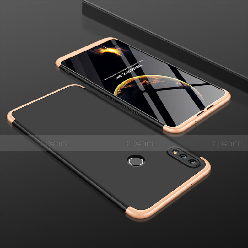 Custodia Plastica Rigida Cover Opaca Fronte e Retro 360 Gradi per Huawei Honor V10 Lite Oro e Nero