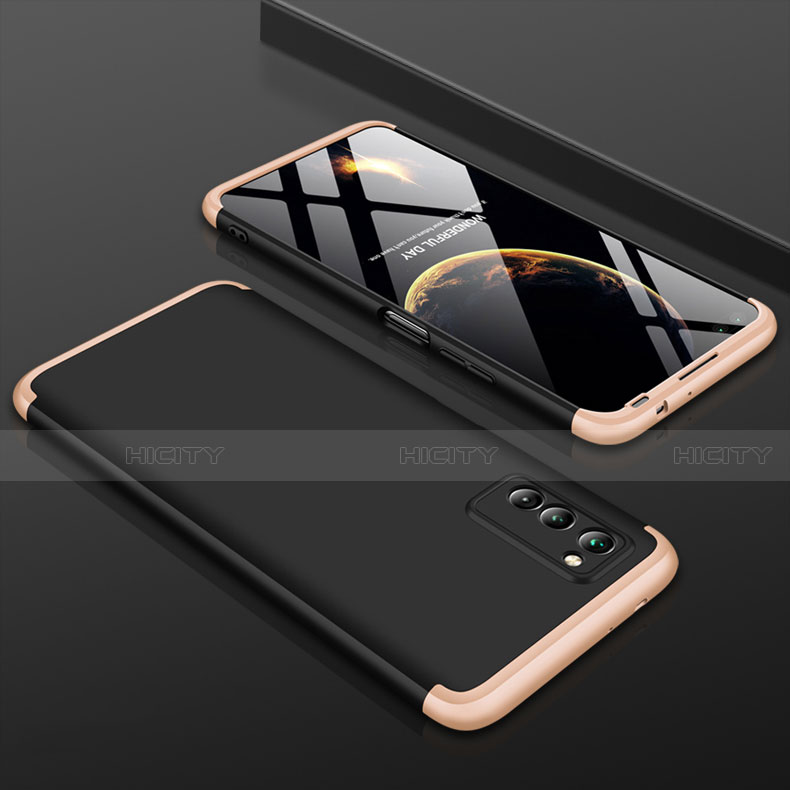 Custodia Plastica Rigida Cover Opaca Fronte e Retro 360 Gradi per Huawei Honor V30 5G Oro e Nero