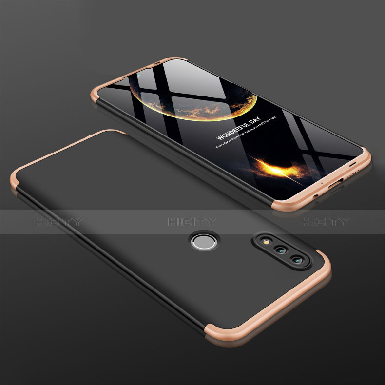 Custodia Plastica Rigida Cover Opaca Fronte e Retro 360 Gradi per Huawei P Smart (2019) Oro e Nero