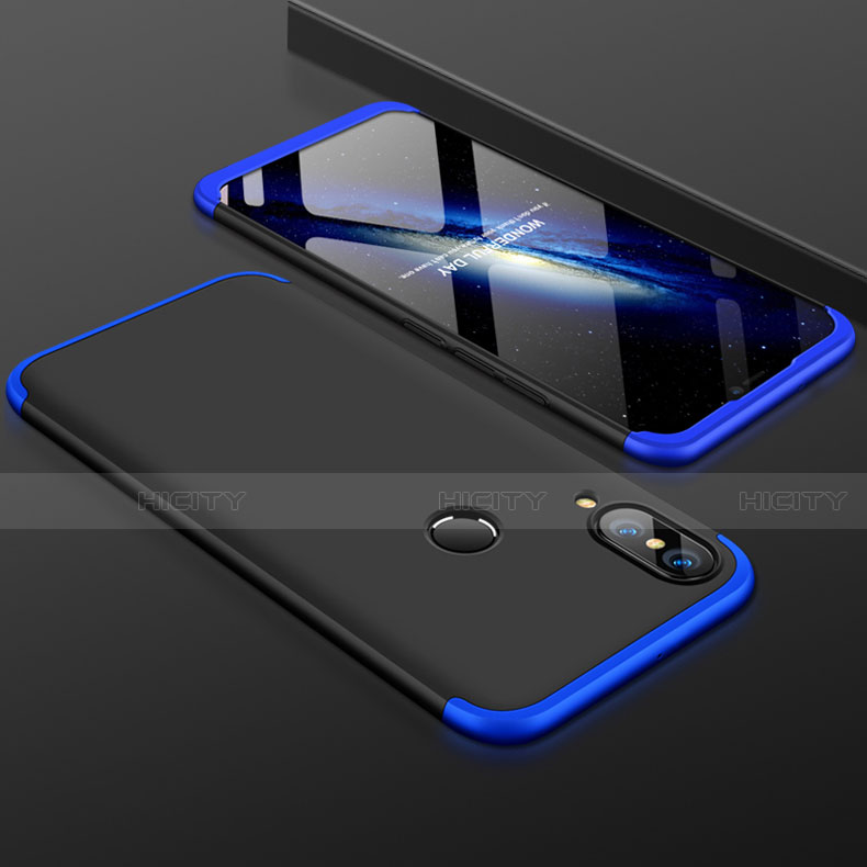 Custodia Plastica Rigida Cover Opaca Fronte e Retro 360 Gradi per Huawei P20 Lite Blu e Nero