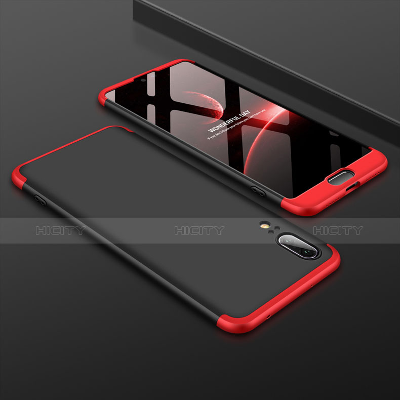 Custodia Plastica Rigida Cover Opaca Fronte e Retro 360 Gradi per Huawei P20 Rosso e Nero