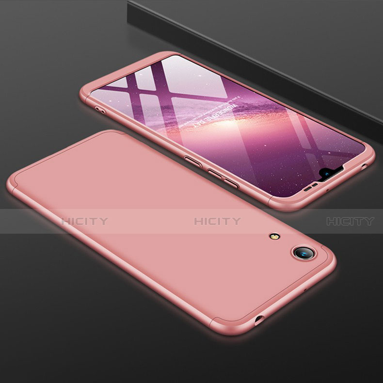 Custodia Plastica Rigida Cover Opaca Fronte e Retro 360 Gradi per Huawei Y6 (2019) Oro Rosa