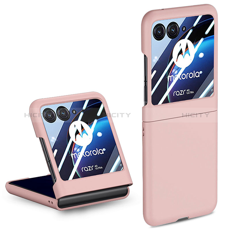 Custodia Plastica Rigida Cover Opaca Fronte e Retro 360 Gradi per Motorola Moto Razr 40 Ultra 5G Oro Rosa