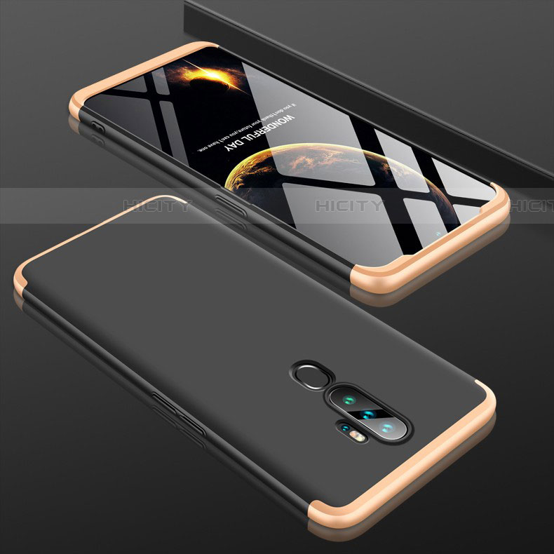 Custodia Plastica Rigida Cover Opaca Fronte e Retro 360 Gradi per Oppo A11 Oro e Nero