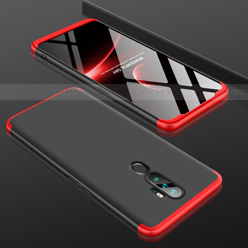 Custodia Plastica Rigida Cover Opaca Fronte e Retro 360 Gradi per Oppo A11X Rosso e Nero