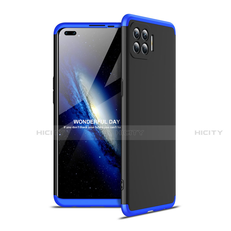 Custodia Plastica Rigida Cover Opaca Fronte e Retro 360 Gradi per Oppo A93 Blu e Nero