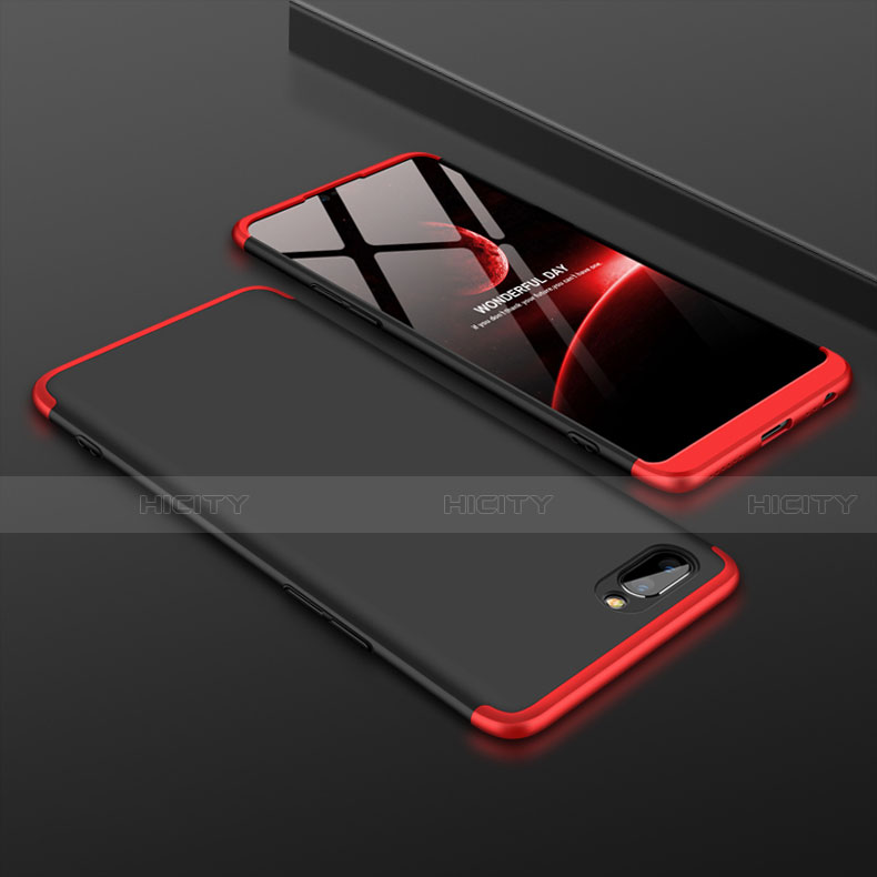 Custodia Plastica Rigida Cover Opaca Fronte e Retro 360 Gradi per Oppo AX5 Rosso e Nero