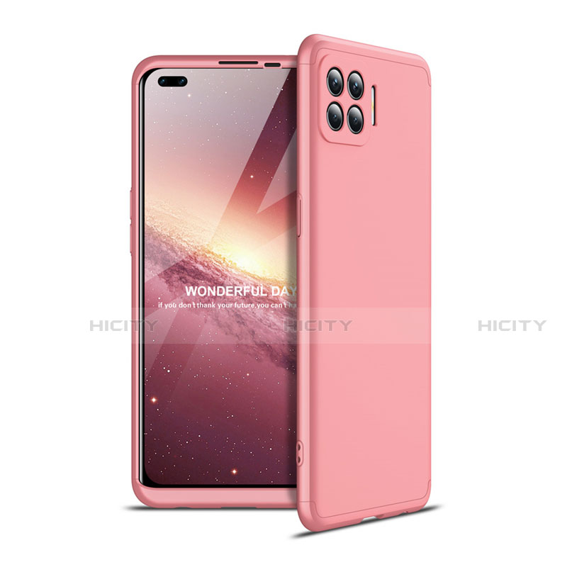 Custodia Plastica Rigida Cover Opaca Fronte e Retro 360 Gradi per Oppo F17 Pro Oro Rosa