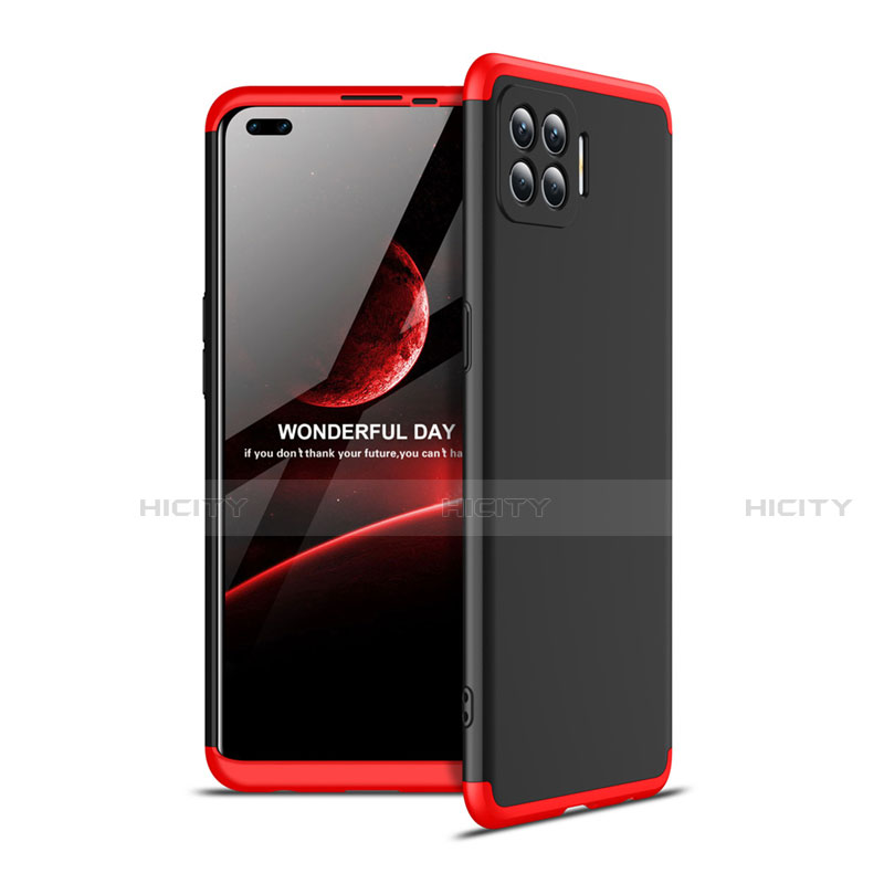 Custodia Plastica Rigida Cover Opaca Fronte e Retro 360 Gradi per Oppo F17 Pro Rosso e Nero