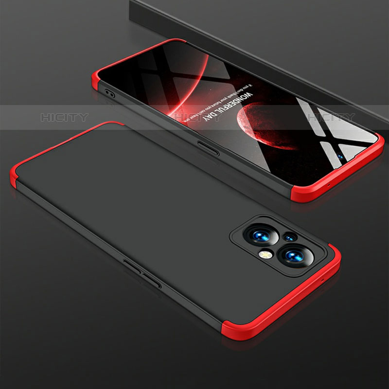 Custodia Plastica Rigida Cover Opaca Fronte e Retro 360 Gradi per Oppo F21 Pro 5G Rosso e Nero