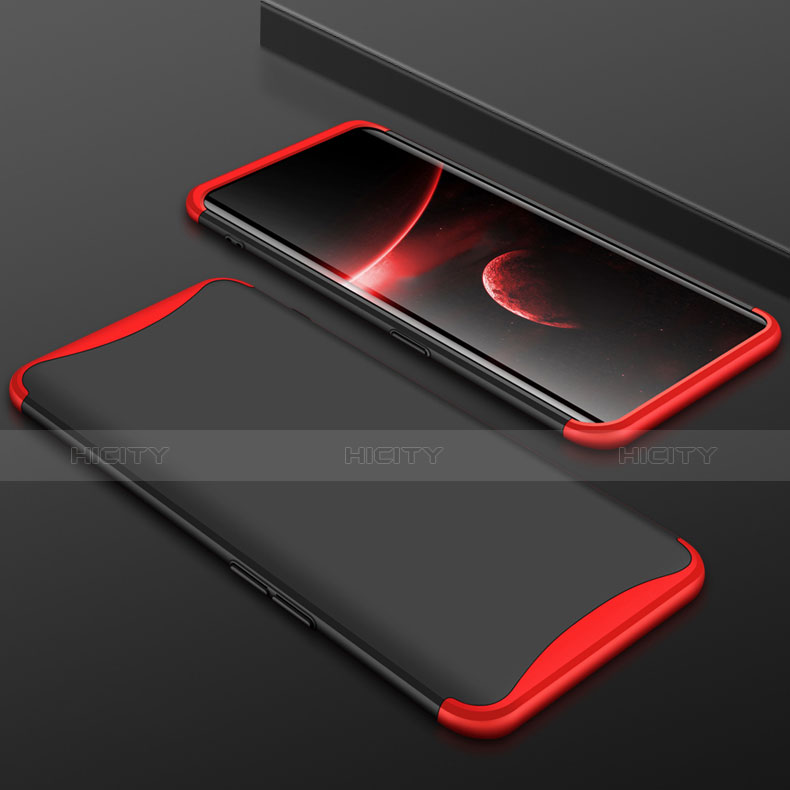 Custodia Plastica Rigida Cover Opaca Fronte e Retro 360 Gradi per Oppo Find X Rosso e Nero