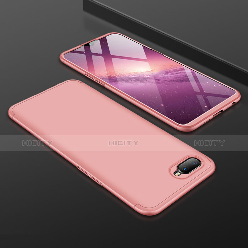 Custodia Plastica Rigida Cover Opaca Fronte e Retro 360 Gradi per Oppo K1 Oro Rosa