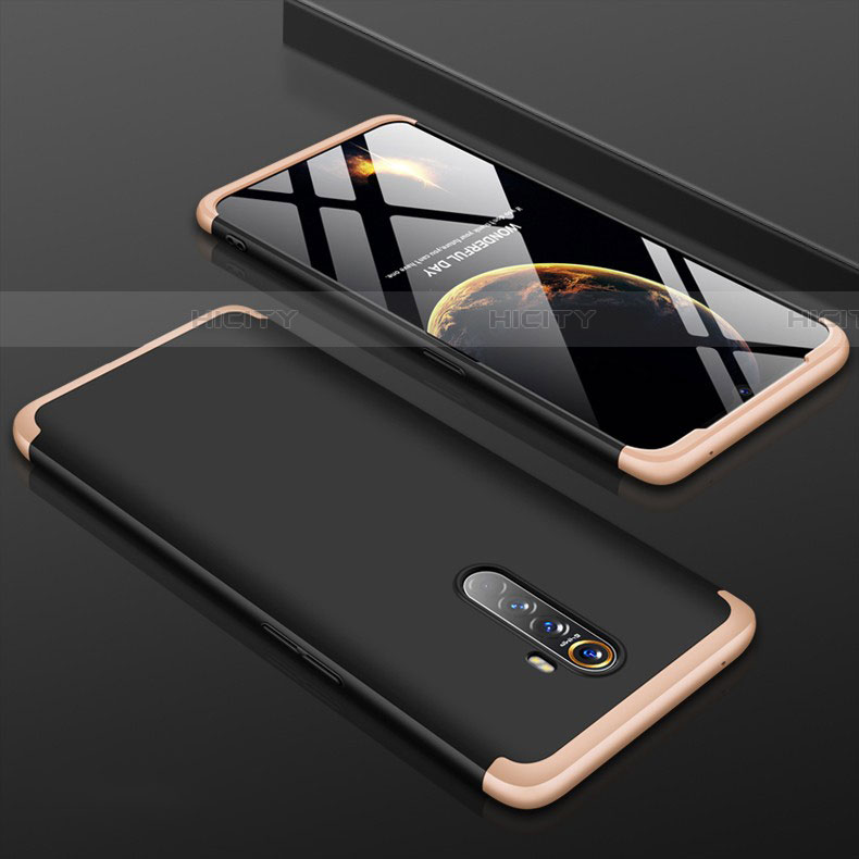 Custodia Plastica Rigida Cover Opaca Fronte e Retro 360 Gradi per Oppo Reno Ace Oro e Nero