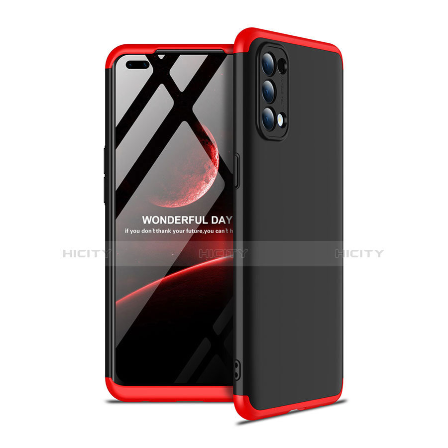 Custodia Plastica Rigida Cover Opaca Fronte e Retro 360 Gradi per Oppo Reno4 4G Rosso e Nero