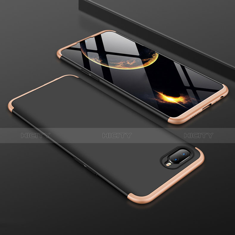 Custodia Plastica Rigida Cover Opaca Fronte e Retro 360 Gradi per Oppo RX17 Neo Oro e Nero