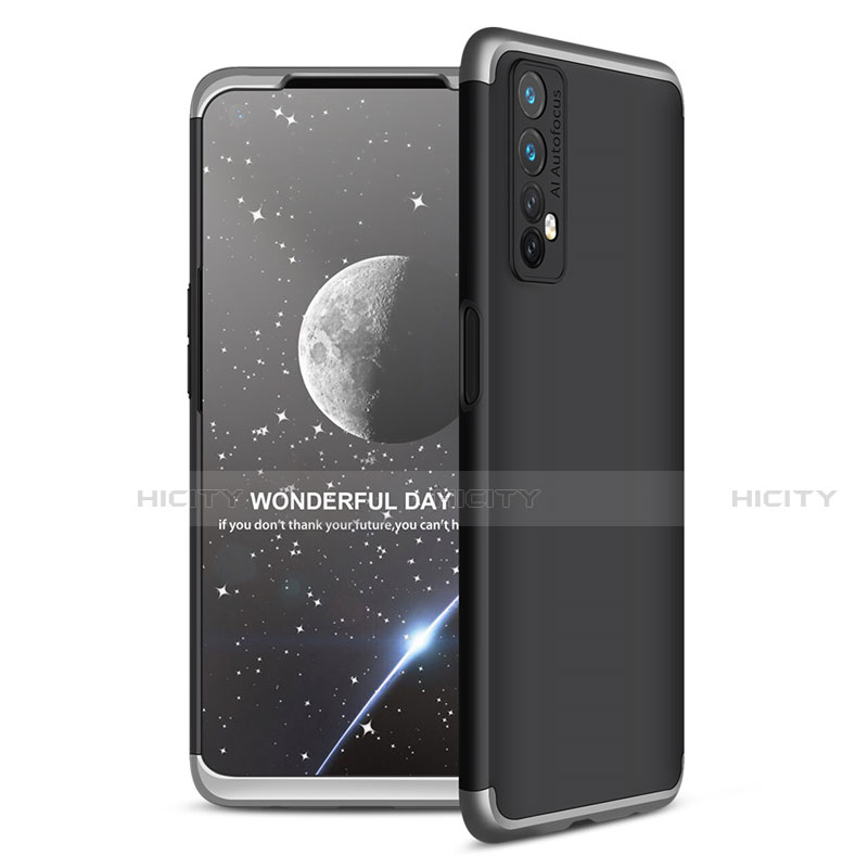 Custodia Plastica Rigida Cover Opaca Fronte e Retro 360 Gradi per Realme 7 Argento e Nero