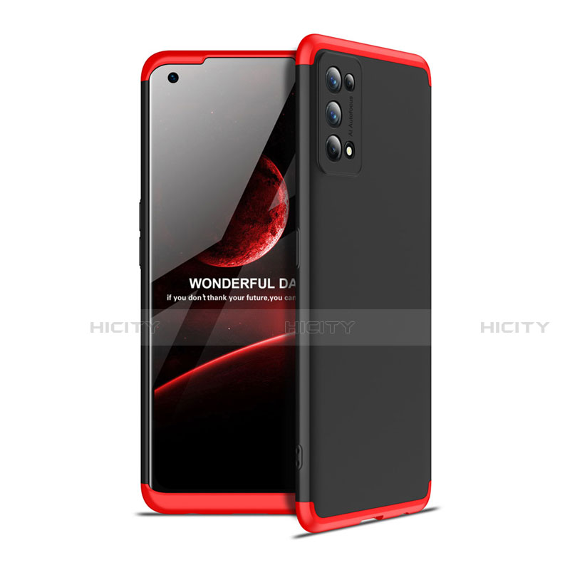 Custodia Plastica Rigida Cover Opaca Fronte e Retro 360 Gradi per Realme 7 Pro Rosso e Nero