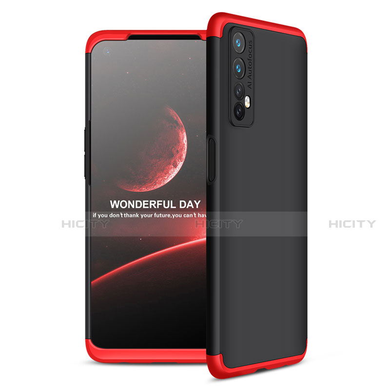 Custodia Plastica Rigida Cover Opaca Fronte e Retro 360 Gradi per Realme 7 Rosso e Nero