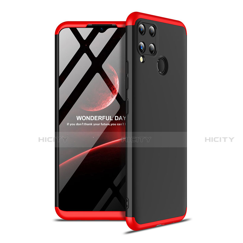 Custodia Plastica Rigida Cover Opaca Fronte e Retro 360 Gradi per Realme C15 Rosso e Nero