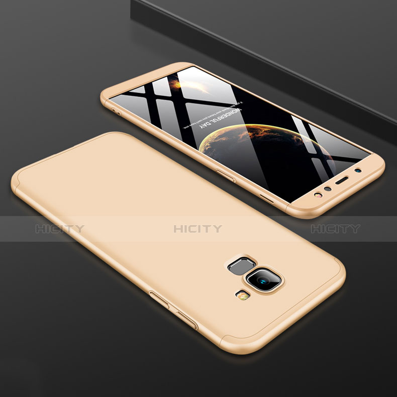 Custodia Plastica Rigida Cover Opaca Fronte e Retro 360 Gradi per Samsung Galaxy A6 (2018) Dual SIM Oro