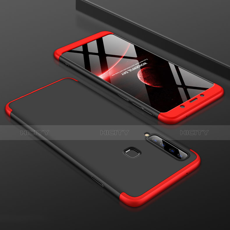 Custodia Plastica Rigida Cover Opaca Fronte e Retro 360 Gradi per Samsung Galaxy A9s Rosso e Nero