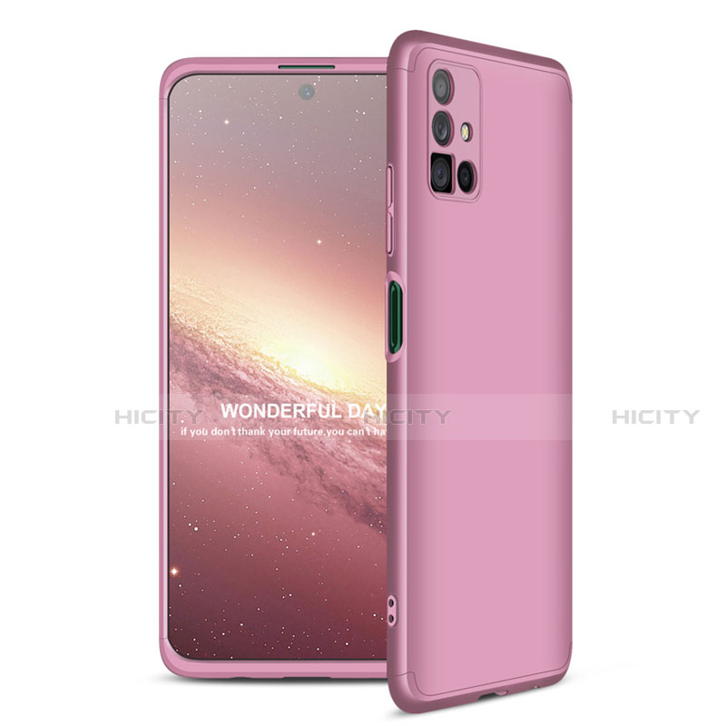 Custodia Plastica Rigida Cover Opaca Fronte e Retro 360 Gradi per Samsung Galaxy M51 Oro Rosa