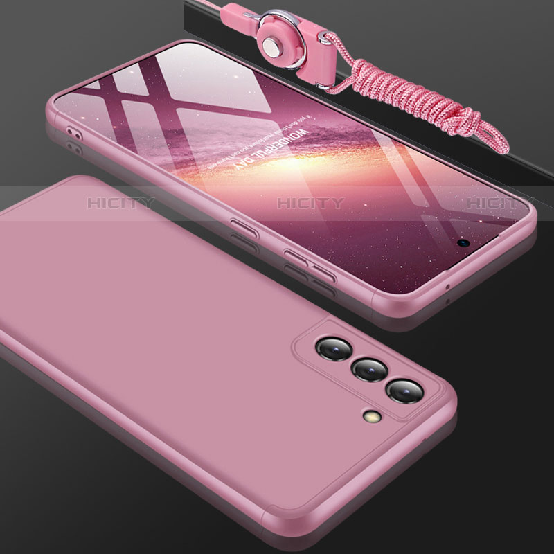 Custodia Plastica Rigida Cover Opaca Fronte e Retro 360 Gradi per Samsung Galaxy S21 5G Oro Rosa