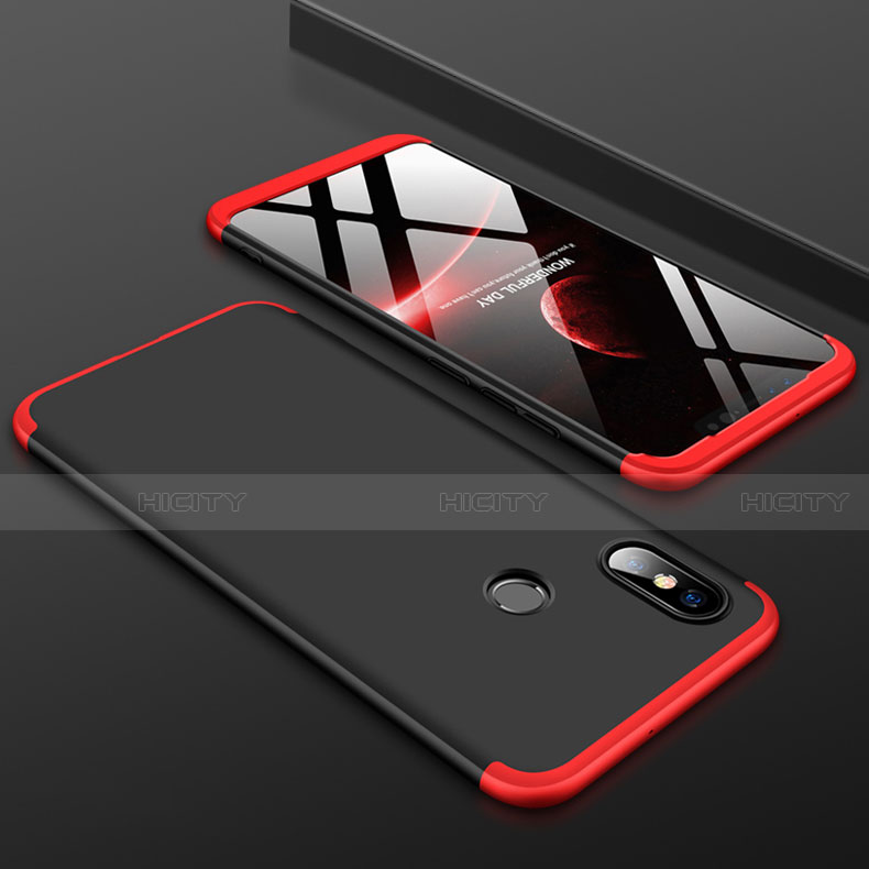 Custodia Plastica Rigida Cover Opaca Fronte e Retro 360 Gradi per Xiaomi Mi 8 Rosso e Nero