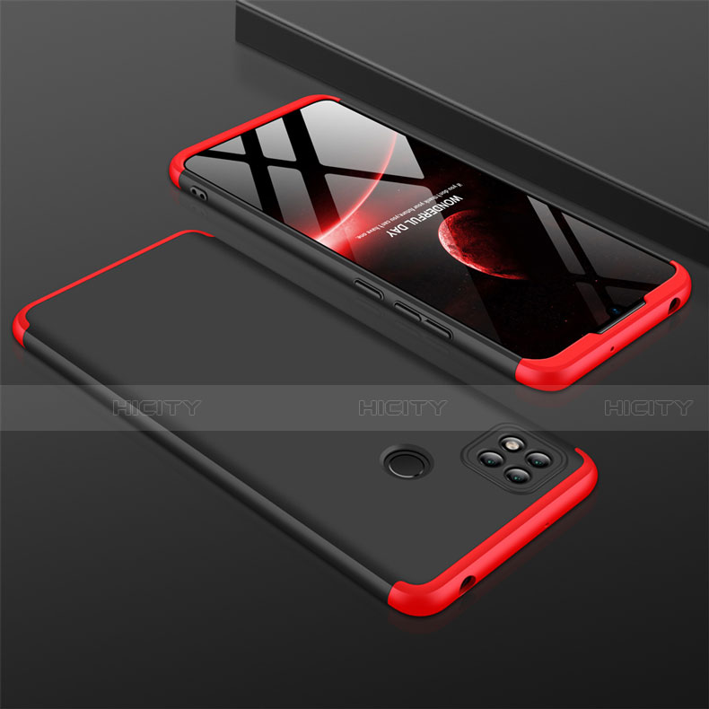 Custodia Plastica Rigida Cover Opaca Fronte e Retro 360 Gradi per Xiaomi Redmi 9C NFC Rosso e Nero