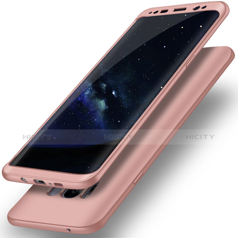 Custodia Plastica Rigida Cover Opaca Fronte e Retro 360 Gradi Q02 per Samsung Galaxy S8 Oro Rosa