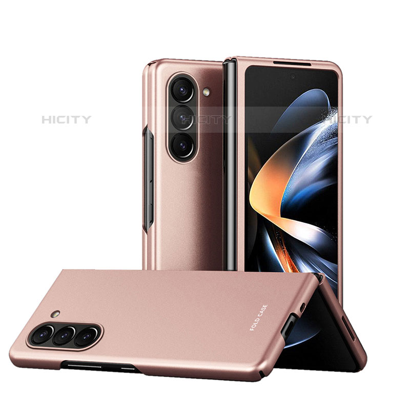 Custodia Plastica Rigida Cover Opaca Fronte e Retro 360 Gradi Q03H per Samsung Galaxy Z Fold5 5G Oro Rosa