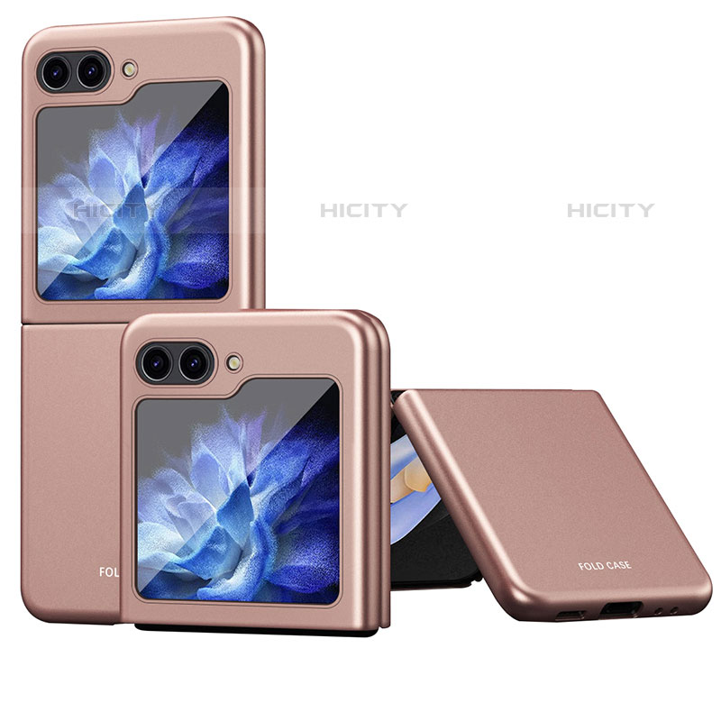 Custodia Plastica Rigida Cover Opaca Fronte e Retro 360 Gradi QH4 per Samsung Galaxy Z Flip5 5G Oro Rosa