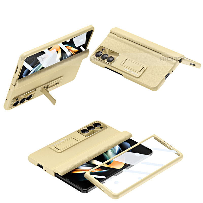 Custodia Plastica Rigida Cover Opaca Fronte e Retro 360 Gradi QH5 per Samsung Galaxy Z Fold5 5G Oro