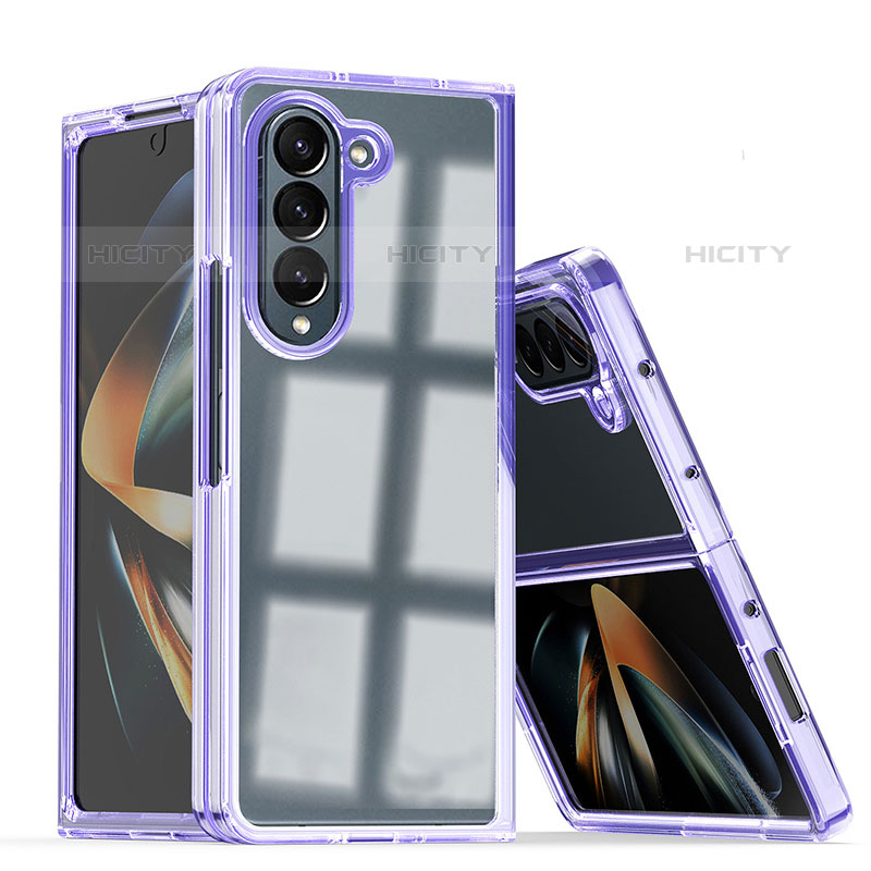 Custodia Plastica Rigida Cover Opaca Fronte e Retro 360 Gradi QW1 per Samsung Galaxy Z Fold5 5G Viola