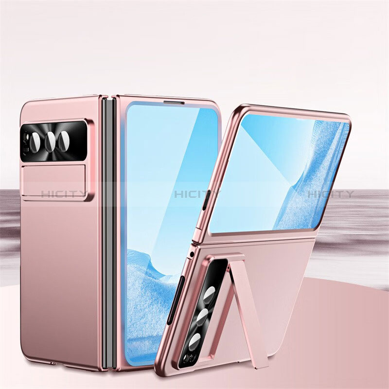 Custodia Plastica Rigida Cover Opaca Fronte e Retro 360 Gradi SY1 per Google Pixel Fold 5G Oro Rosa